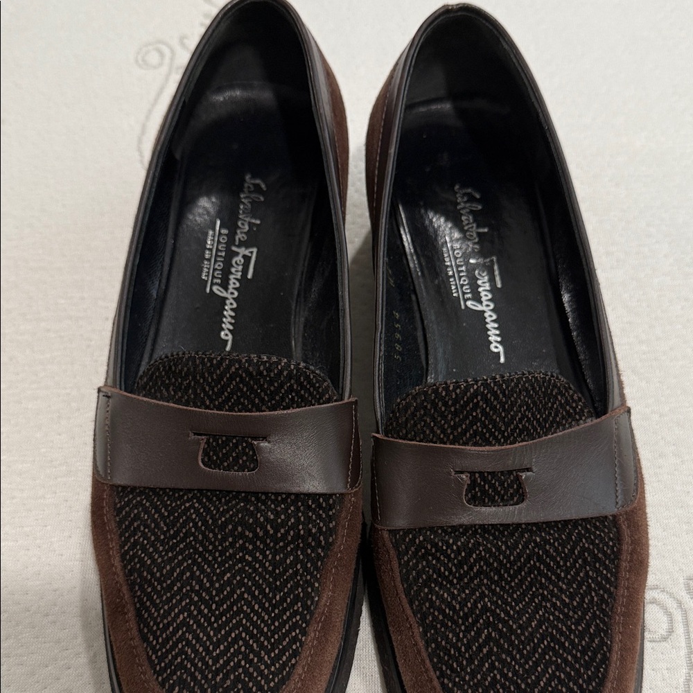 Salvatore Ferragamo Dark Brown and Black Loafers